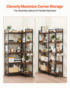 Corner Bookshelf with Hooks for Bedroom and Office