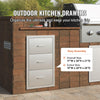 Outdoor Kitchen Double Access Drawers with Paper Towel Holder for BBQ Island