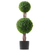 3 ft Double-Ball Artificial Plant with Pot Base for Indoor and Outdoor Use