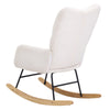 Ivory White Teddy Fabric Nursing Rocking Chair with Rubberwood Frame