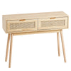 Rattan Entry Table with 2 Drawers and Open Shelf - Convenient Assembly and Sturdy Design
