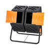 37 Gal Dual Chamber Compost Tumbler Bin with Vents and Sliding Door
