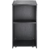 47 in Wood Podium with Adjustable Storage and Swivel Casters