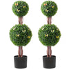 3 ft Double-Ball Artificial Plant with Pot Base for Indoor and Outdoor Use