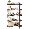Corner Bookshelf with Hooks for Bedroom and Office