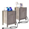 Farmhouse End Tables Set with Charging Station for Living Room