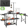 Folding Camping Kitchen Table Cook Station for Outdoor BBQ and Picnic