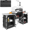 Portable Camping Cooking Table with Windshield and Lamp Stand