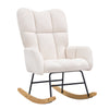 Ivory White Teddy Fabric Nursing Rocking Chair with Rubberwood Frame