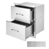2-Tier Outdoor Kitchen Storage Drawer Stainless Steel BBQ Drawer 17.8INW x 20.2INH x 12.2IND