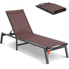 5-Position Adjustable Aluminum Lounge Chair for Patio Garden Poolside Beach