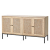 Versatile Rattan Buffet Cabinet with Adjustable Storage and Vintage Aesthetic