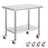 Stainless Steel Work Table with Wheels for Restaurant and Commercial Food Prep