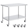 Stainless Steel Work Table with Wheels for Restaurant Kitchen