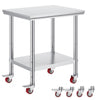 Stainless Steel Work Table with Wheels for Commercial Kitchen and Food Prep