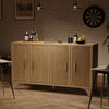 Mid Century Modern Buffet Cabinet with Storage, Accent Sideboard and Credenza with Fluted Doors, Wood Coffee Bar Console for Kitchen, Living Room (Oak, 55" 4-Door)