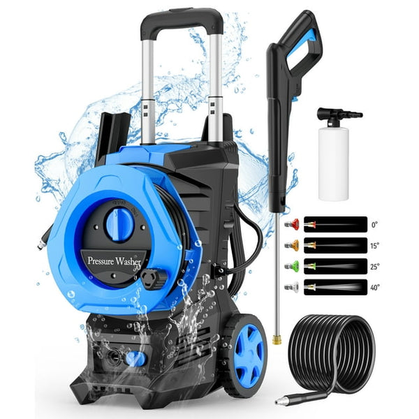 Vebreda 3800 PSI Electric Pressure Washer, 2.6 GPM High-Powered Cleaner with 5 Quick-Connect Nozzles, Portable Design & Safety Features for Home, Car & Patio