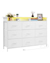 Durable Fabric Dresser with LED Lights and Charging Outlets for Bedroom and Hallway
