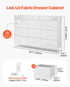 Durable Fabric Dresser with LED Lights and Charging Outlets for Bedroom and Hallway