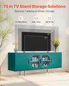 0.59 in Thick Shelves TV Stand with Adjustable Storage for 75 in TVs