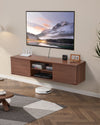 Floating Entertainment Shelf with Cable Management and Adjustable Storage