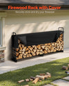 Outdoor Firewood Rack with Waterproof Cover for Deck and Fireplace