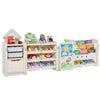 Solid Color Toy Organizer with Bookshelf and Drawing Board for Kids