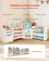 Solid Color Toy Organizer with Bookshelf and Drawing Board for Kids
