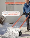 Wheeled Snow Pusher Shovel for Driveway Clearing