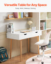 Versatile Computer Writing Study Desk with 2 Drawers - White Finish