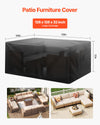 126L x 126W x 32H Double Waterproof Tear-Resistant Patio Furniture Cover