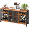 Multi-Functional Bar Cabinet with Wine Racks and Metal Mesh Door