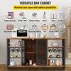 Multi-Functional Bar Cabinet with Wine Racks and Metal Mesh Door