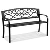 Outdoor Metal Garden Bench with Backrest for Yard and Porch