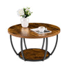 31.6 in Round Coffee Table with 2-Tier Storage and Metal Frame