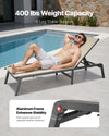 Breathable Fabric, Adjustable Backrest, Aluminum Frame Patio Lounge Chair