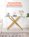 Iron Frame Console Table with Thick Tempered Glass - Versatile Storage & Display Solution