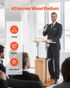Portable Lectern Podium Stand with Adjustable Height and Storage Rack
