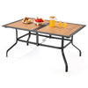 59x38 in Outdoor Patio Dining Table with Umbrella Hole for 4-6 People