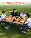 59x38 in Outdoor Patio Dining Table with Umbrella Hole for 4-6 People