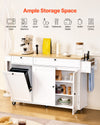 Large Kitchen Island Cart with Storage and Drop Leaf