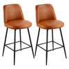 2 Bar Stools 19.49x21.65x38.58 in Vintage Brown PU Leather 27 in Seat Height