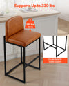 Set of 4 Vintage Brown PU Leather Bar Stools 26.8 in Seat Height