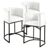 Set of 3 Bar Stools with Plush Backrest and 25 in Seat Height