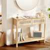 Rattan Console Table with Storage for Entryway and Living Room