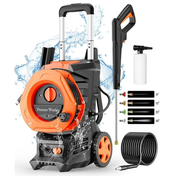 Vebreda 3800 PSI Electric Pressure Washer, 2.6 GPM High-Powered Cleaner with 5 Quick-Connect Nozzles, Portable Design & Safety Features for Home, Car & Patio