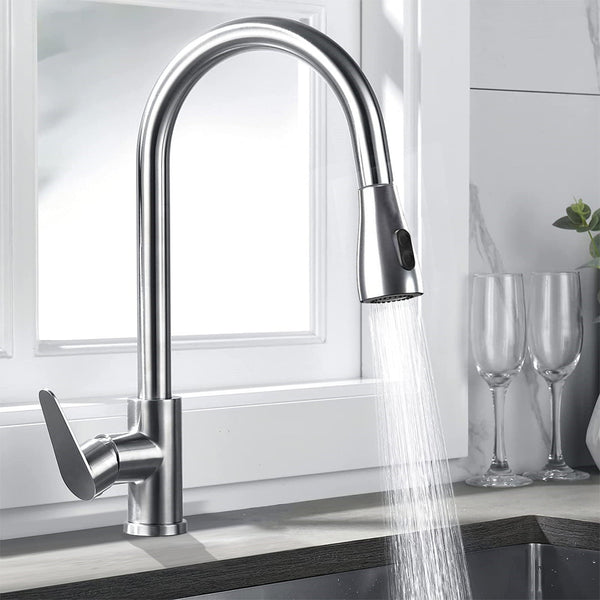 Vebreda Kitchen Faucets with Pull Down Sprayer Stainless Steel for Bar, Laundry, Utility Sink