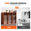 Wood Literature Organizer with Adjustable Shelves for Office and School