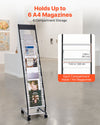 Narrow Rolling Magazine Display Rack for Office