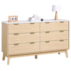 Wooden Dresser with Fluted Drawers for Bedroom Storage
